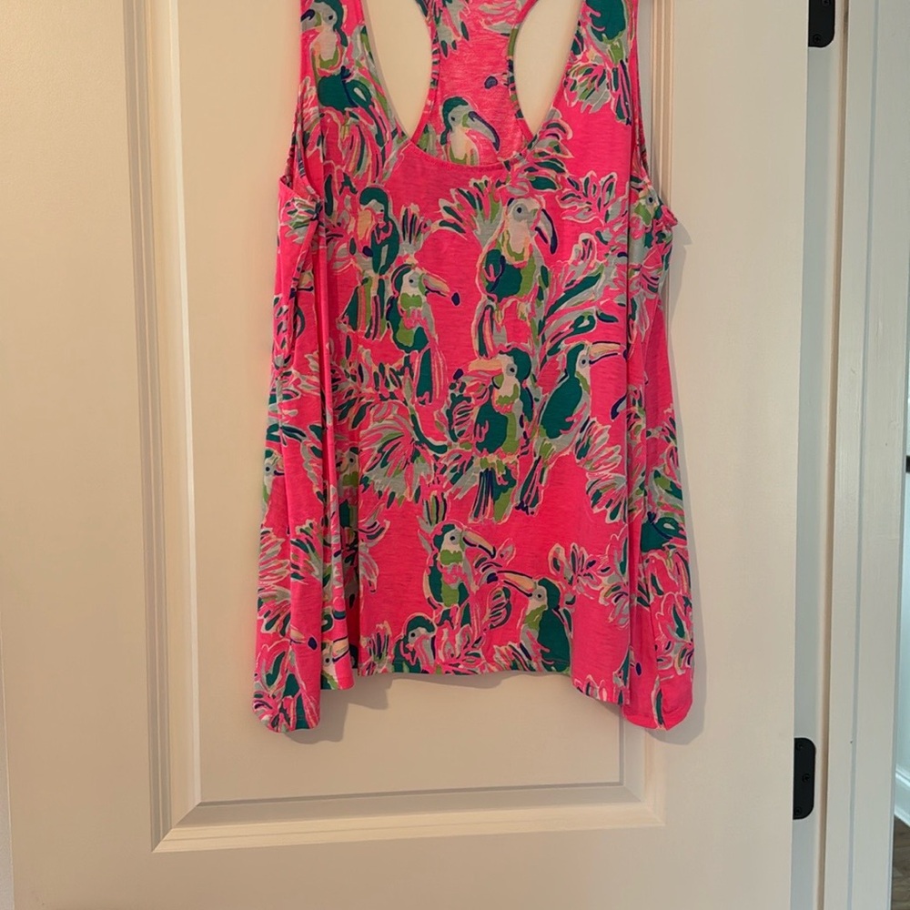 Vibrant Pink Parrot Print Women's Tank Top Lily Pulitzer